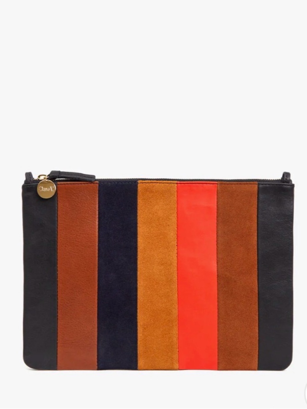 Clare V Flat Clutch w/ Tabs - Suede / Nappa / Rustic Patchwork Original: $255 - Picture 2 of 8